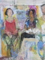 Sitzende Frauen (Rosanna, Maria und Frederick), Eitempera, Leinwand, 2014, 76x70 cm