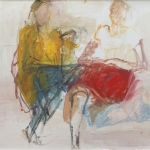 Zwei Mädchen (Katharina, Dorothea 1 ) Eitempera, Papier, Pressspanplatte, 2013, 65 x 49 cm