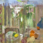 Stillleben mit Lilien und Orangen, Eitempera, Leinwand, 2011, 97 x 80 cm